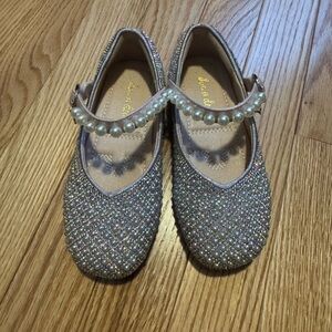 Sparkling Pearl Strap Kids Dress Shoes